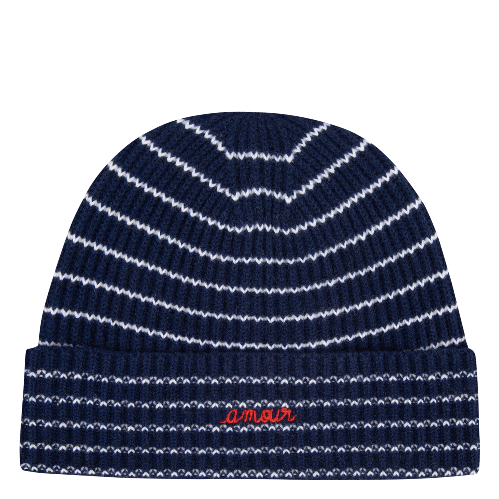 VINCENNES AMOUR - Bonnet rayé amour en laine| Bleu