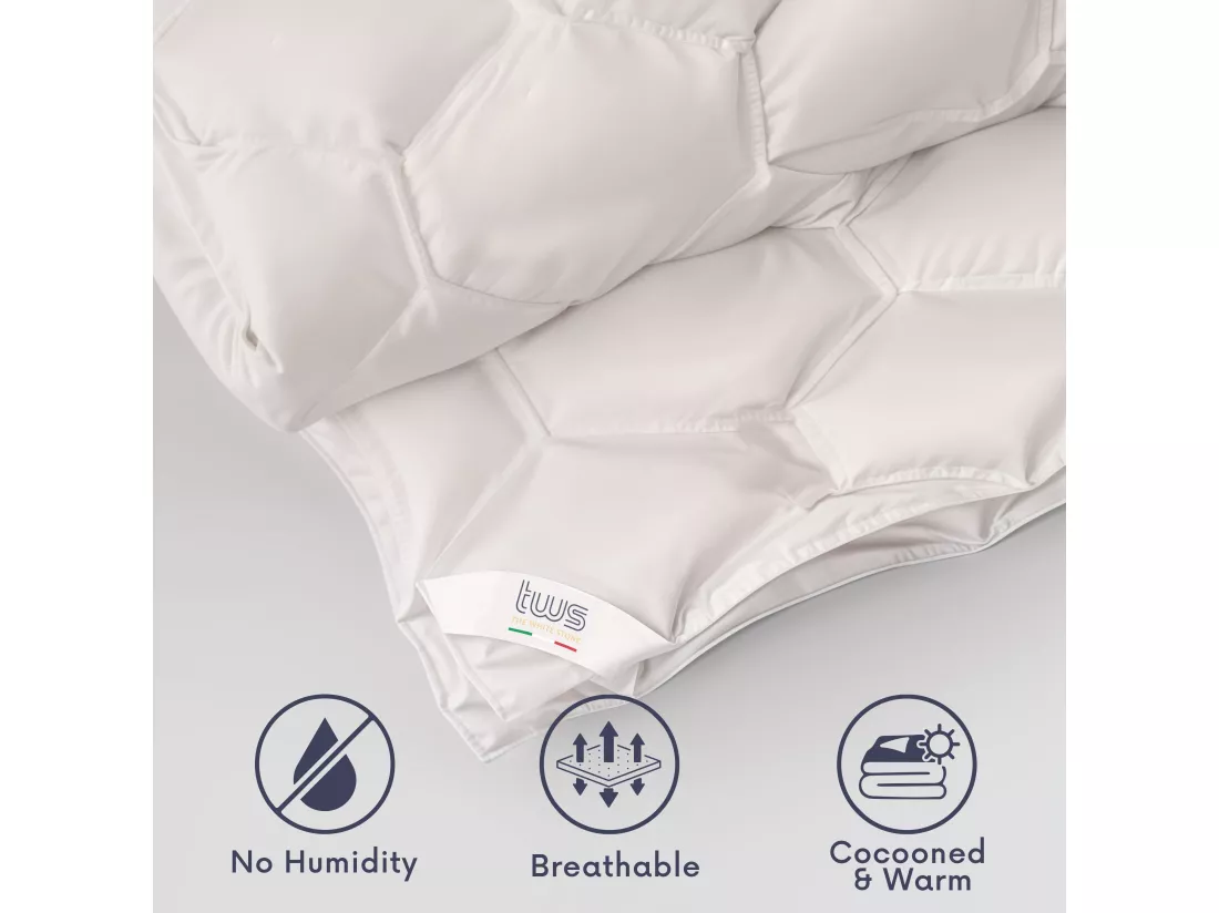 The White Stone Couette Toutes Saisons avec Clips 180 x 200 cm | Couette 150g + Couette 250g | Rembourrage en Ouate Douce | Couettes en Microfibre Hypoallergénique | Couette pour Lit 1 Personne