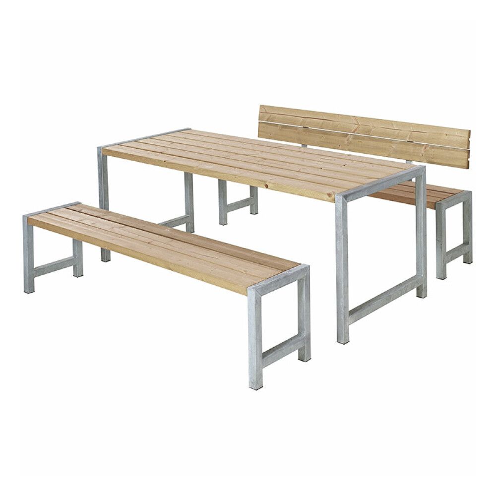 BENKESETT PLUS BORD/BENKER THERMO 1 RYGGSTØTTE 186X73CM GYLDENBRUN