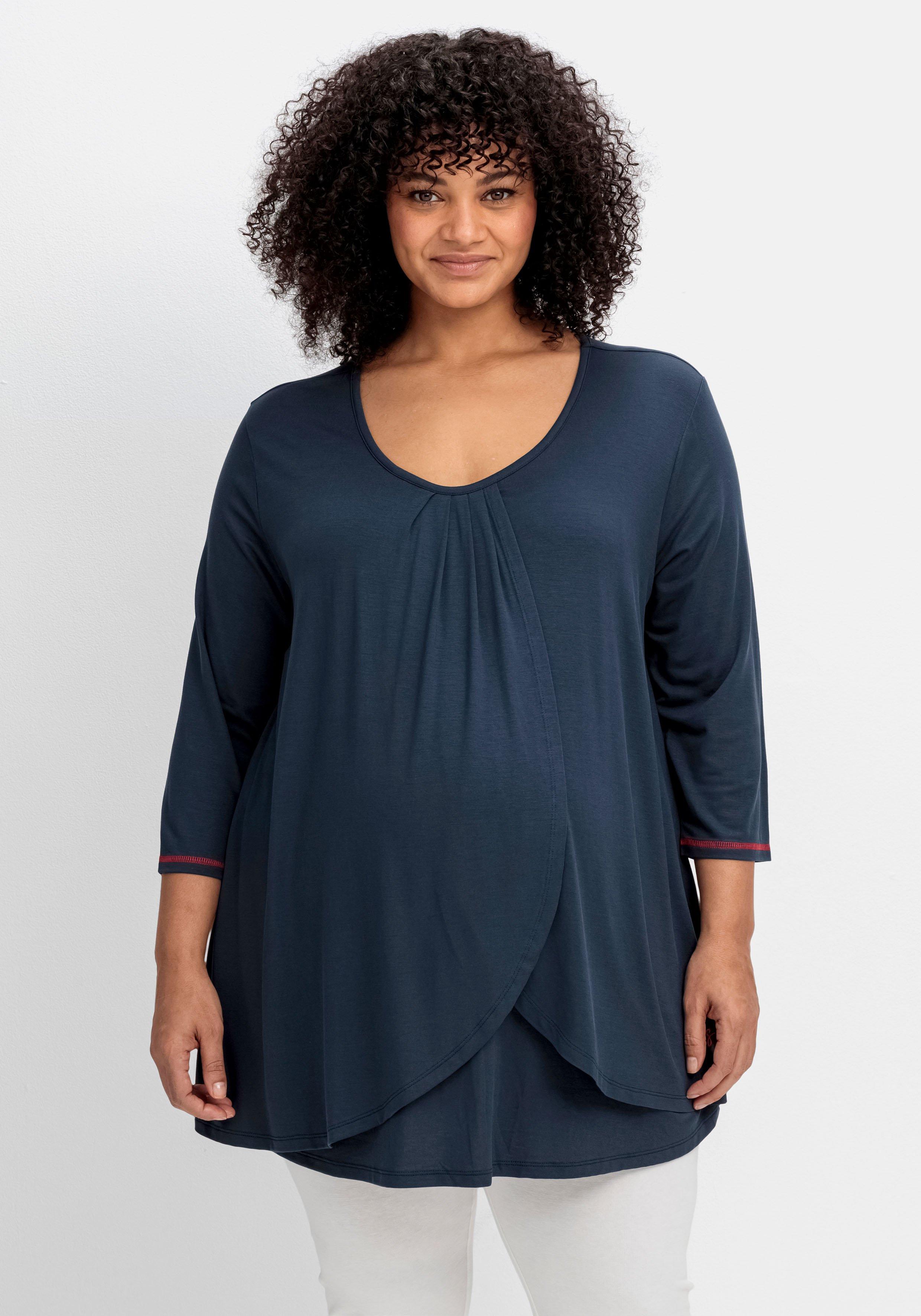 Stillshirt in Layer-Optik, mit Raffung am Ausschnitt