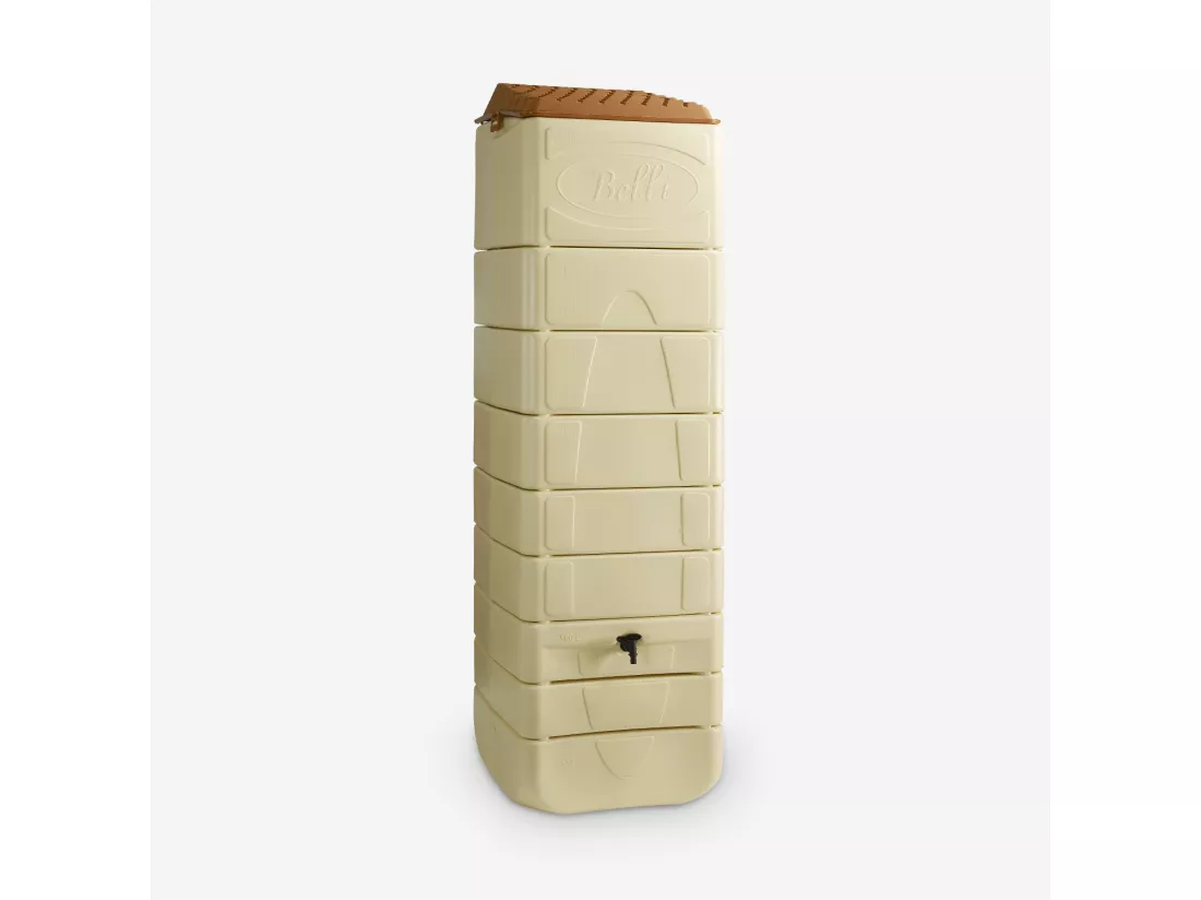 Récupérateur d'eau mural Naussac 650L Beige avec kit raccord chéneau inclus