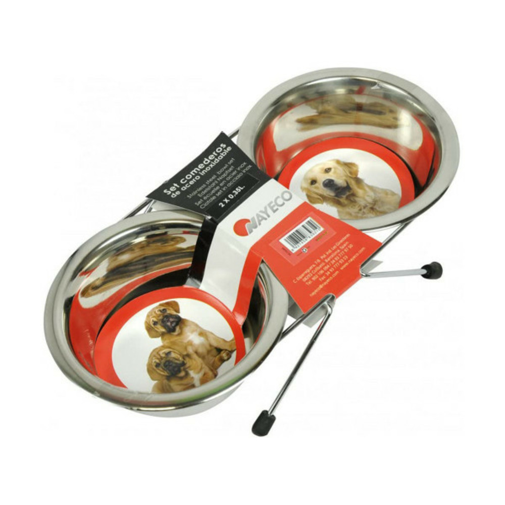 Mangeoire pour chiens acier inoxydable (2 x 350 ml)