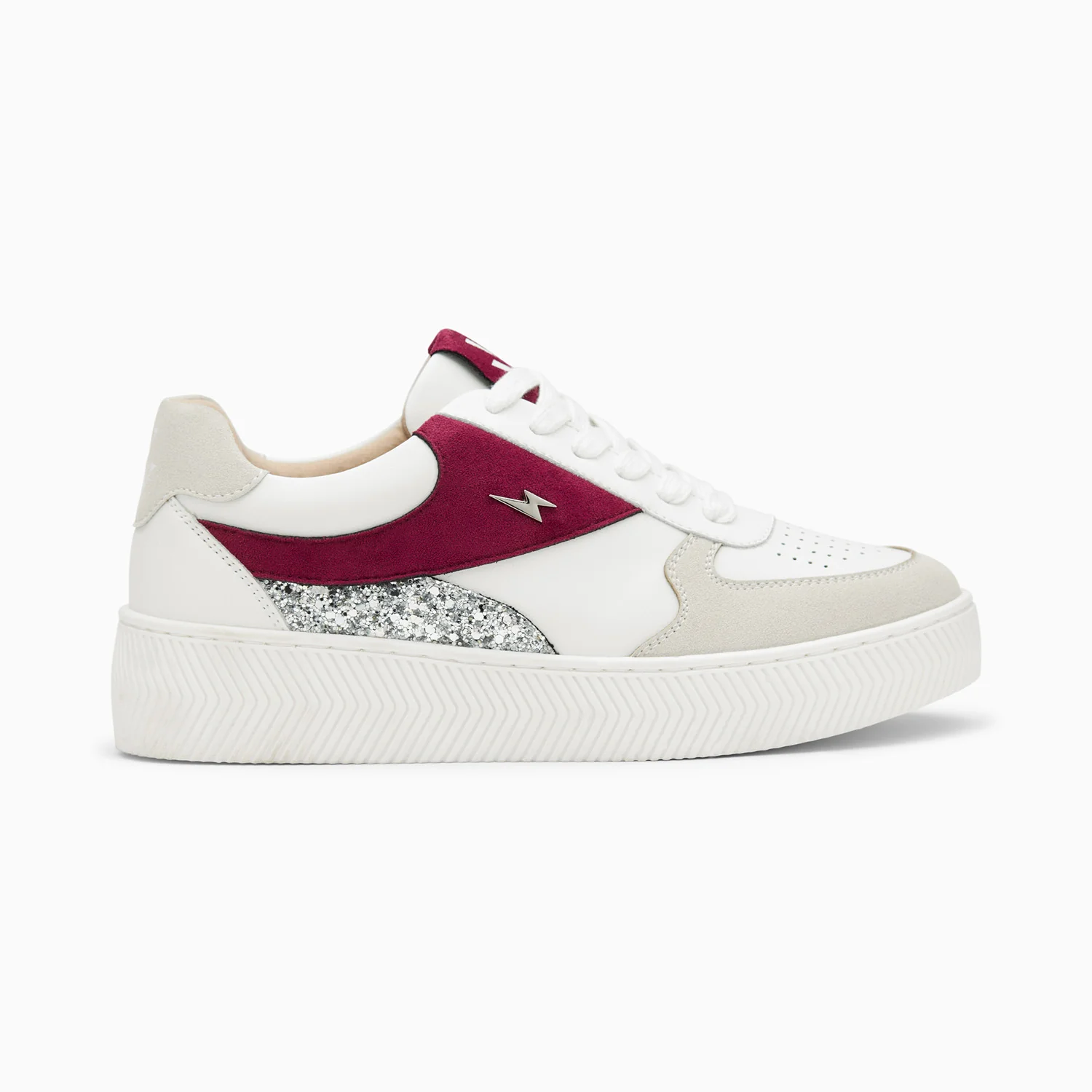 Sneakers-Baskets Nassita bordeaux et argent à lacets