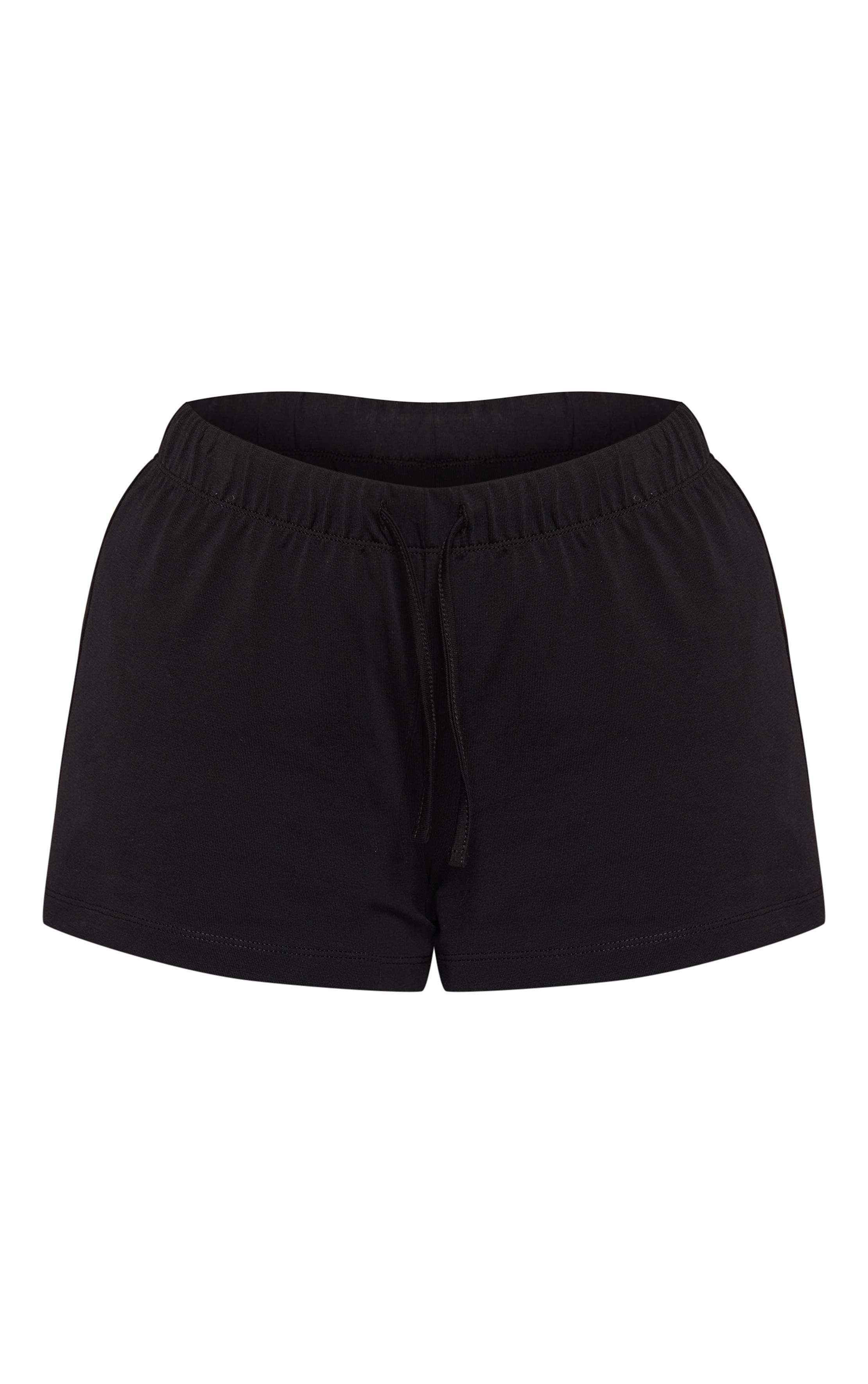 Noir Short En Jersey De Coton À Détail De Poche À Carreaux