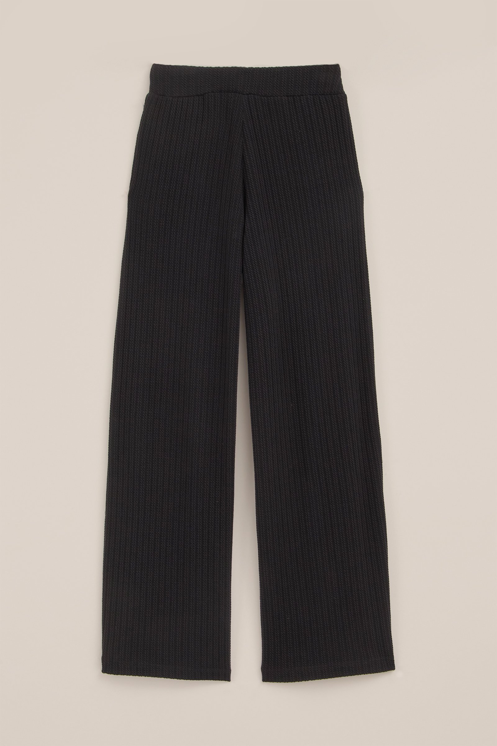 Meisjes straight fit broek met structuur WE Fashion Zwart