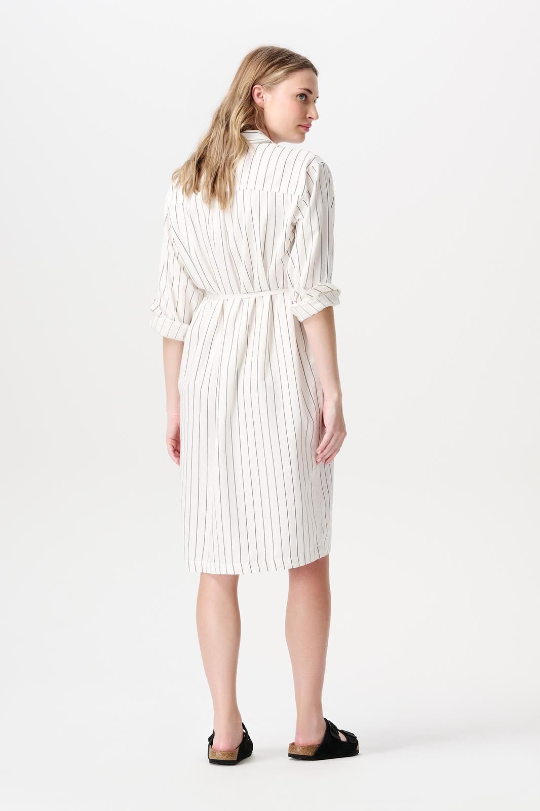 Noppies Maternity Jurk met voedingsfunctie Diego - Cream Thin Stripe