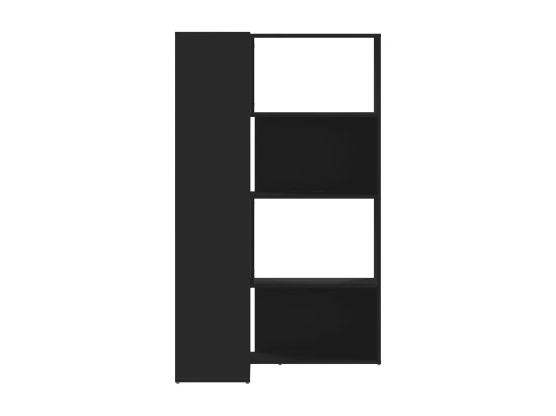 Bibliothèque d'angle à 4 niveaux noir bois d'ingénierie
