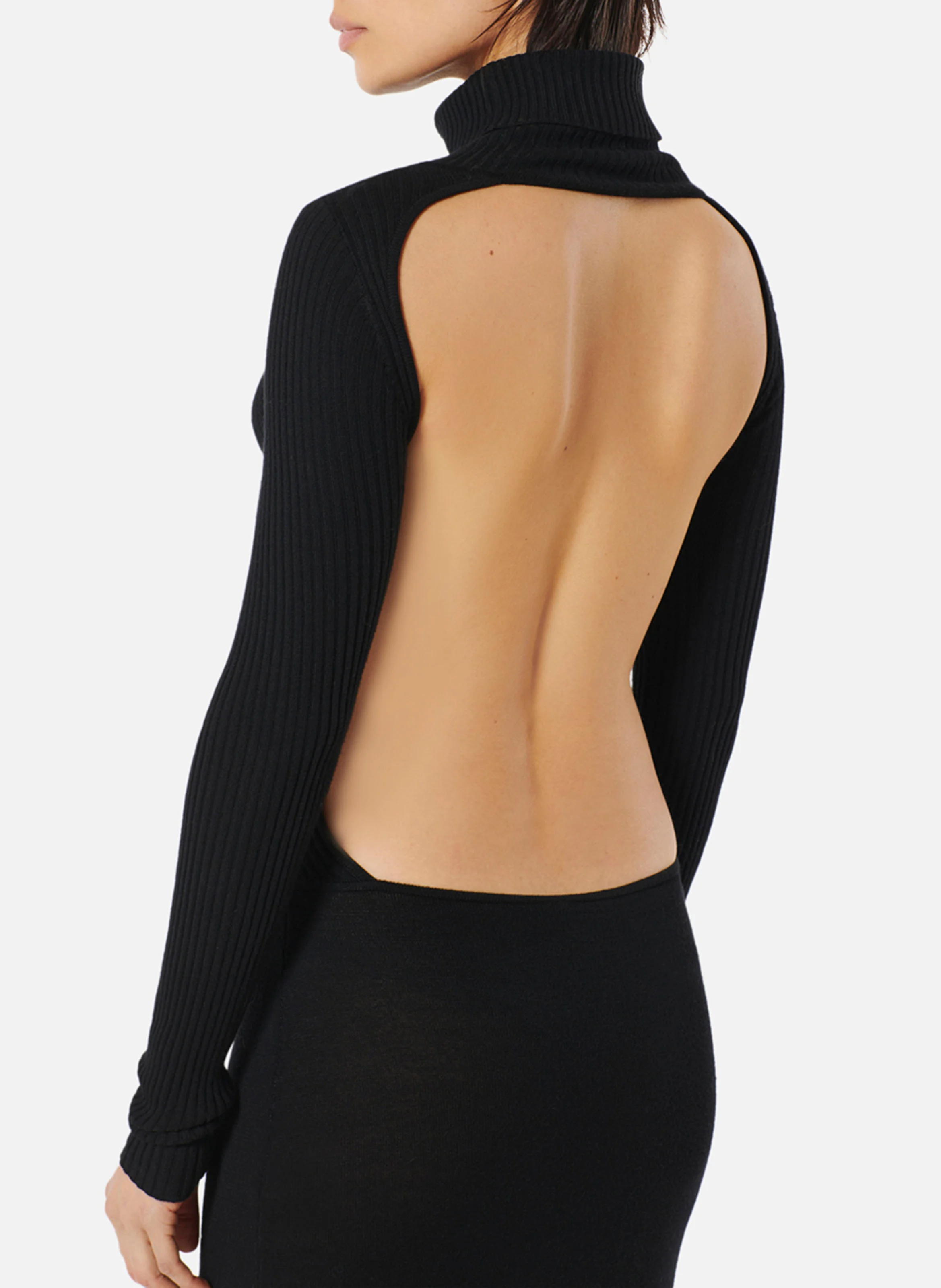 RICHARD 1 - Robe pull moulante à col roulé | Noir