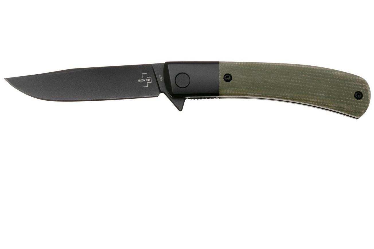 Böker Plus Modern Gentleman 01BO931 Black Nitro-V, Green Micarta, zakmes