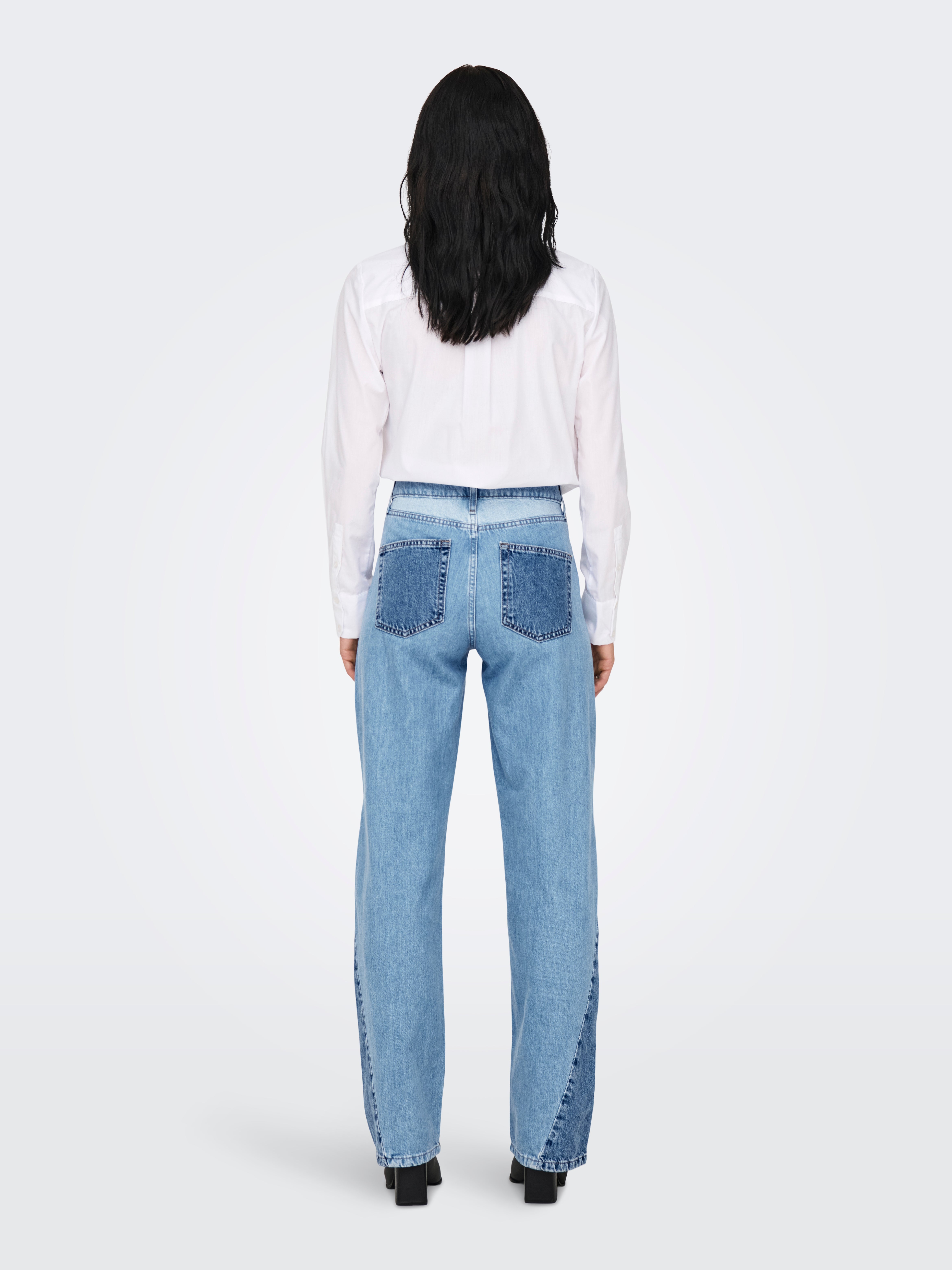 ONLCOBAIN Mittlere Taille Weiter Beinschnitt Jeans Light Blue Denim