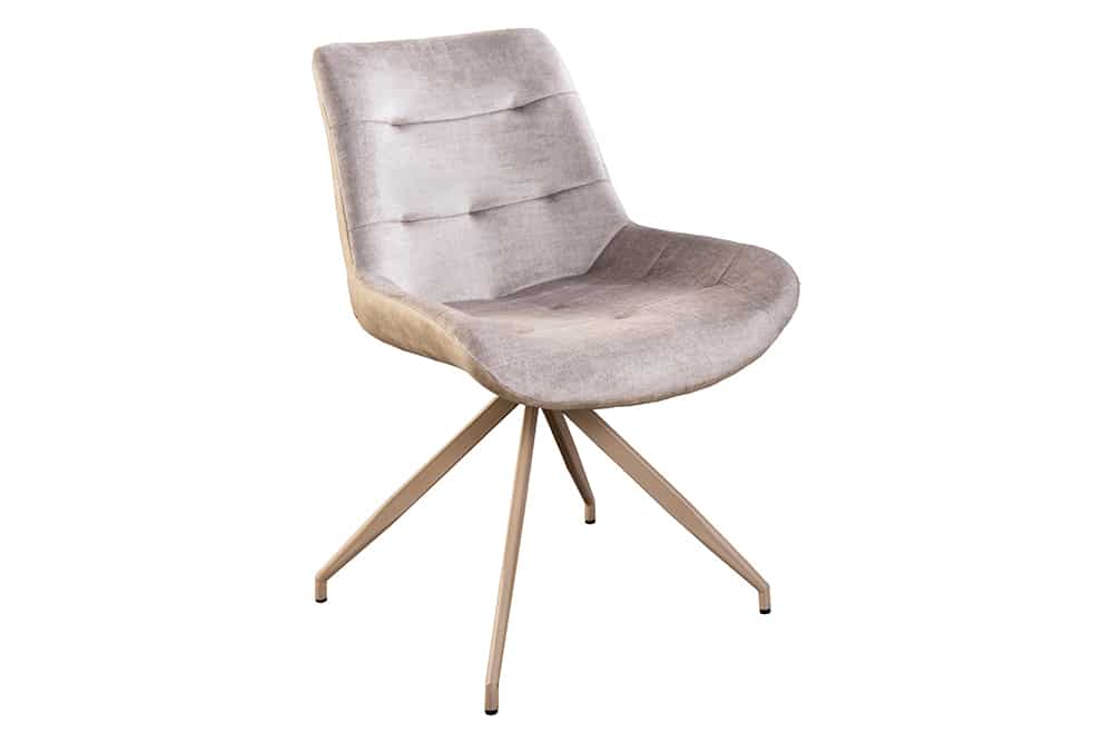 Design Stuhl DIVANI champagner beige Samt Metallgestell