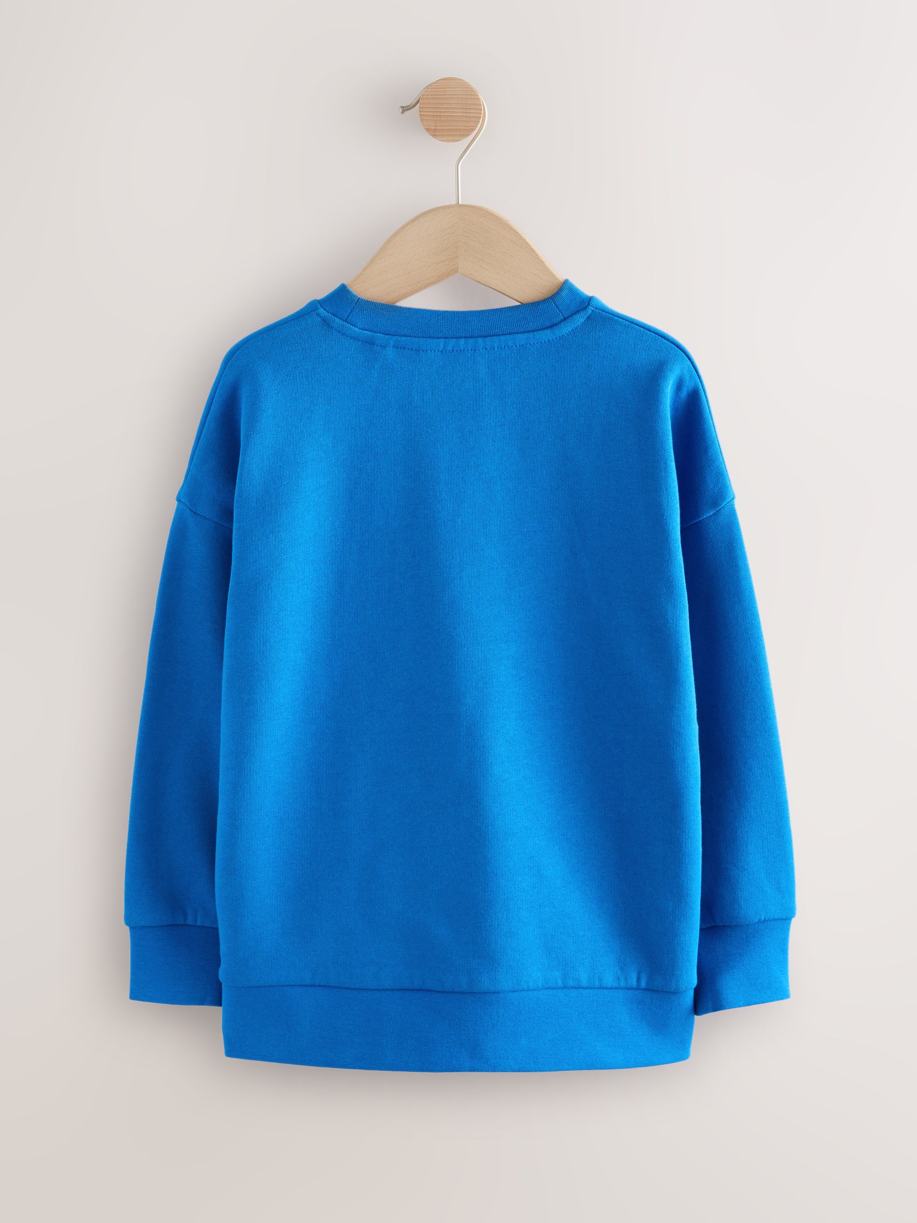 Blauw - Sweatshirt met pailletten en kerstmanprint met ronde hals (3-16jr)