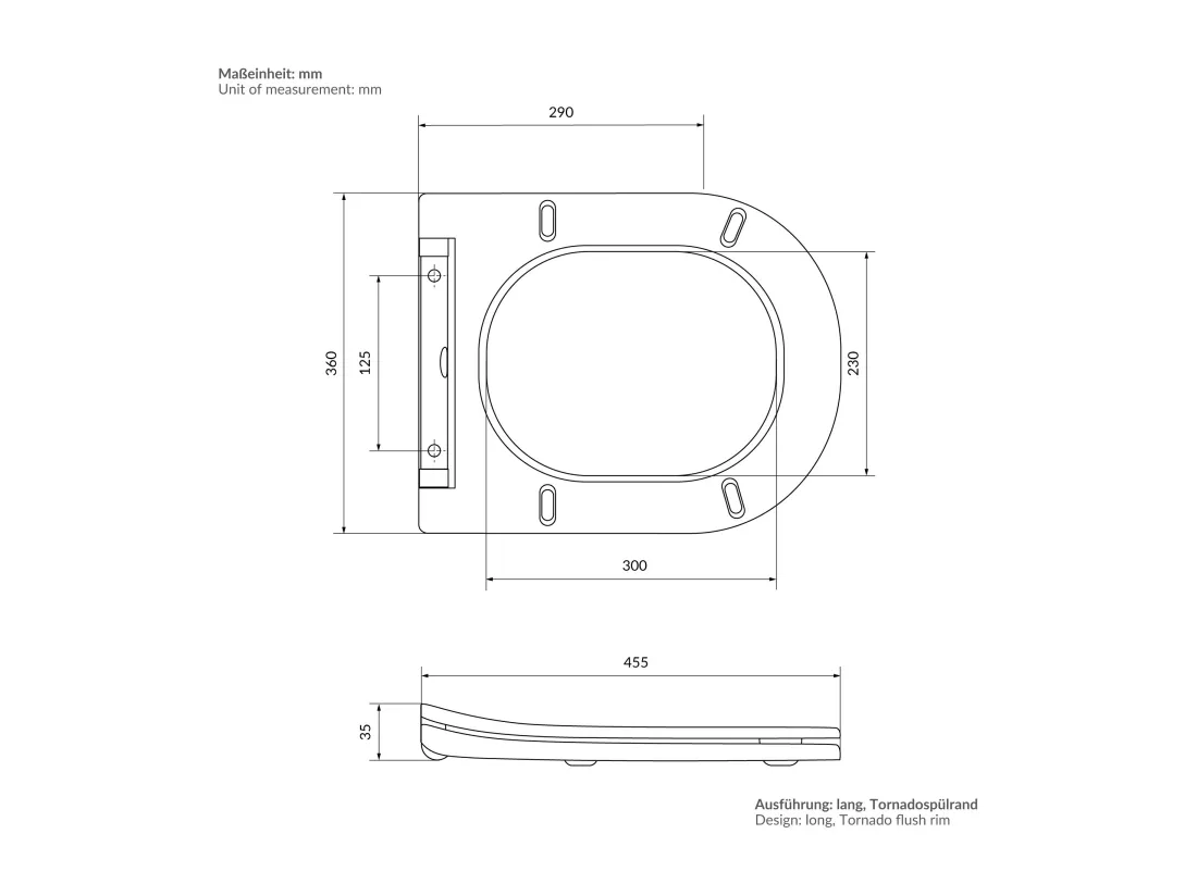 Toilette suspendu sans rebord nano-revêtement blanc Soft Close de salle de bain