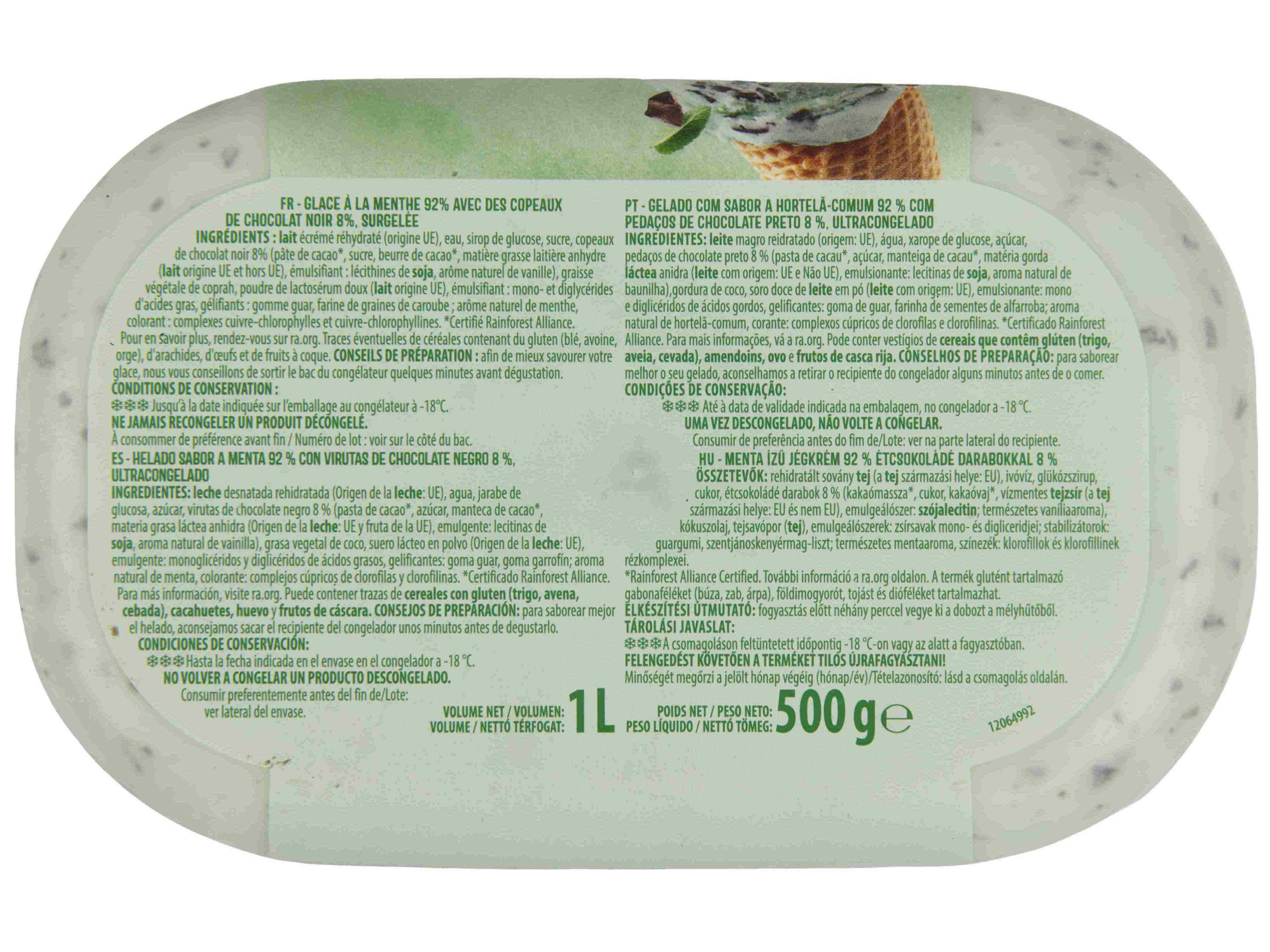 GELADO AUCHAN MENTA E CHOCOLATE PRETO 1L