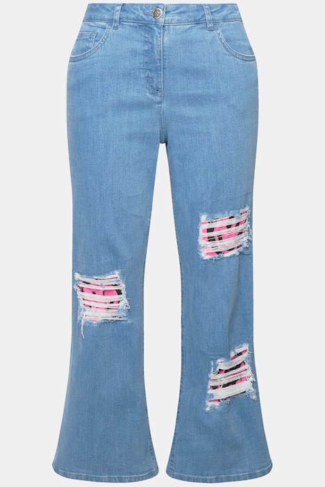 Jeans, weites Bein, Destroy-Effekten, Smiley