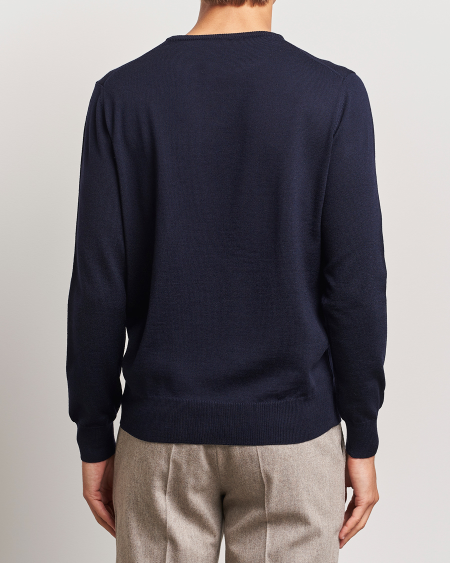 Morgano Extra Fine Merino Wool Crewneck Navy