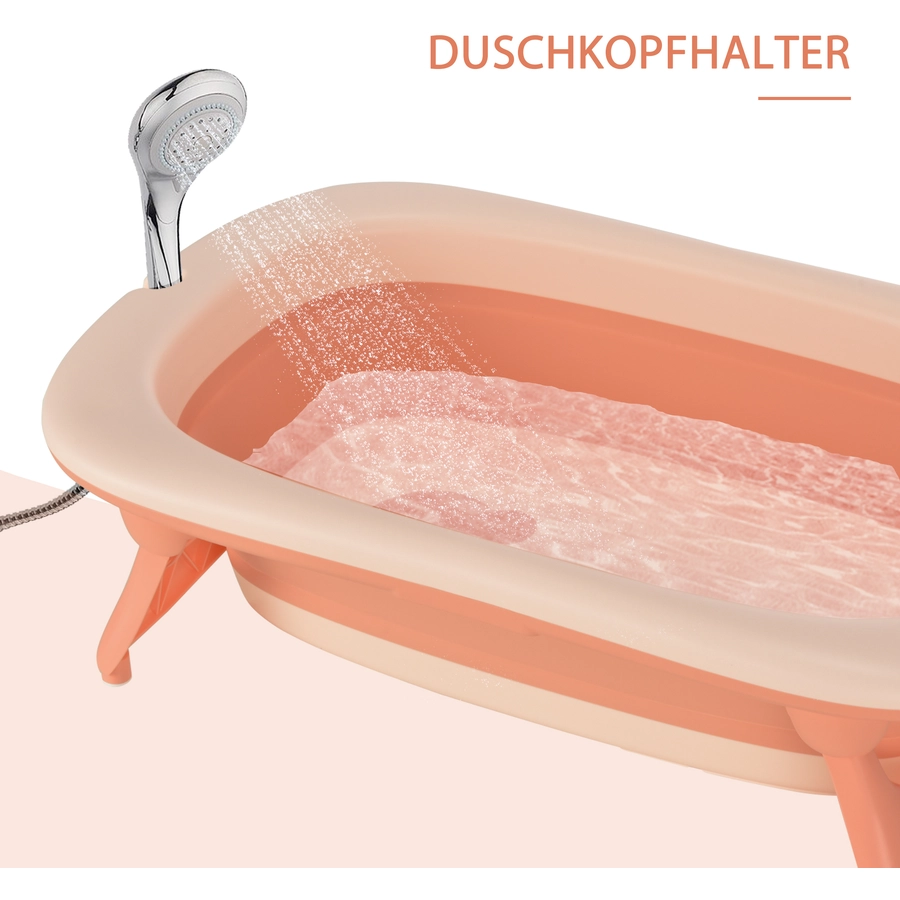 HOMCOM Faltbare Babywanne mit Waschbecken und Shampoobecher rosa