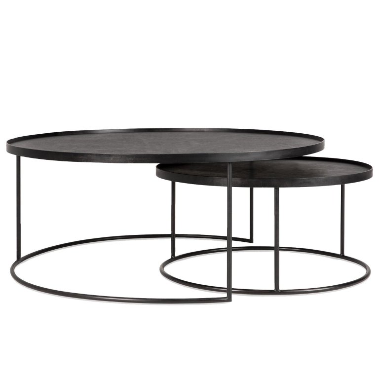 Ethnicraft Tray round salontafel L/XL set van 2