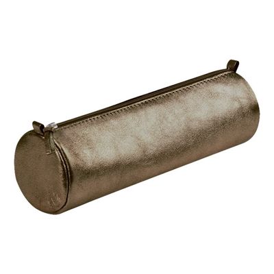 Clairefontaine - Trousse ronde - cuir - brun