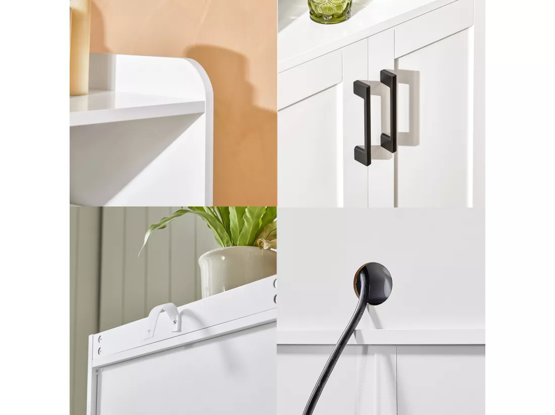 Desserte Micro-ondes Meuble de Cuisine Buffet Commode Armoire à Micro-ondes Placard, FSB47-W