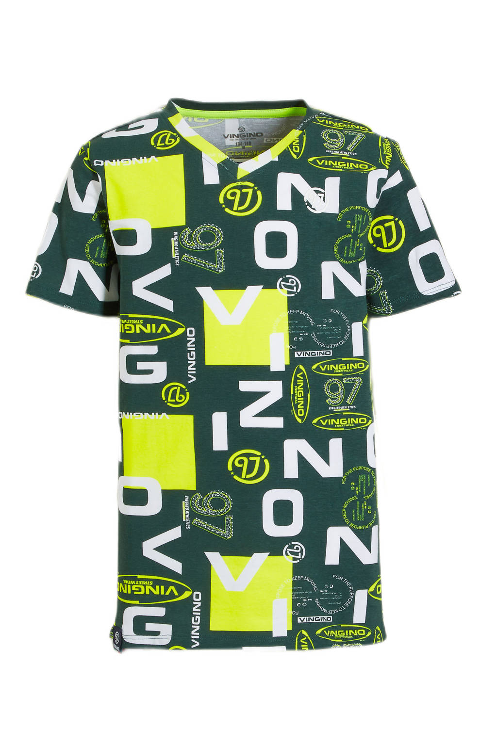 Vingino T-shirt met all over print groen/limegroen