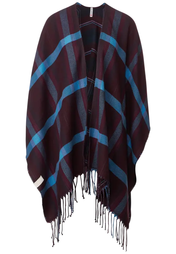 Cape mit Karo-Muster - deep blue