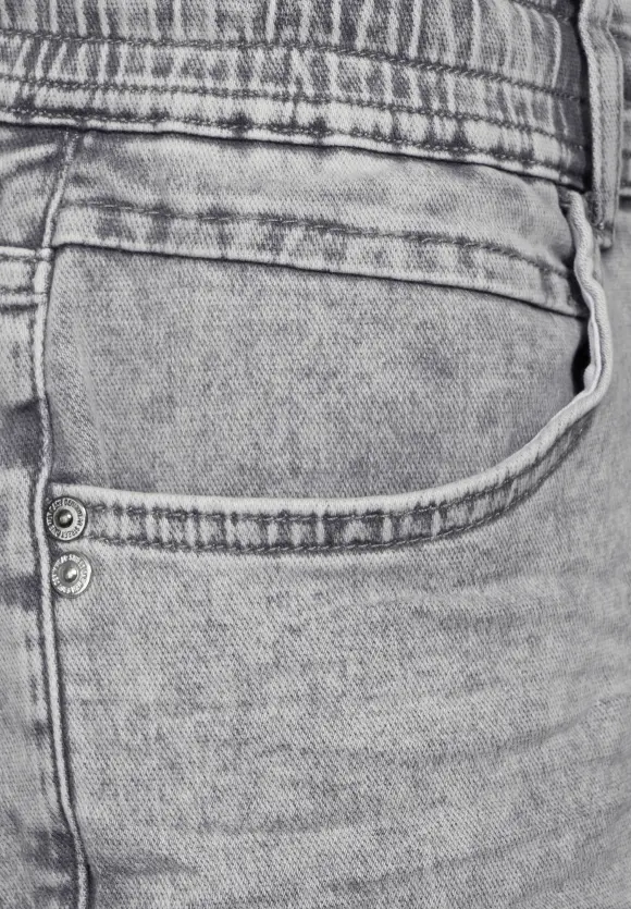 Relaxed Fit Jeansshorts - grey denim random bleach