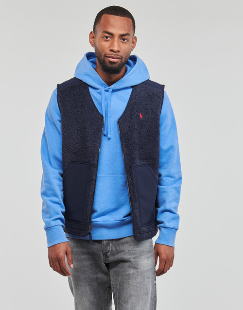 Polo Ralph Lauren - POLAIRE SHERPA ZIPPEE SANS MANCHE Marino