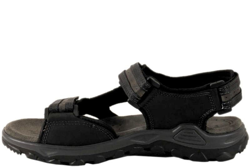 ROHDE SORT SANDAL I SKIND OG TEKSTIL