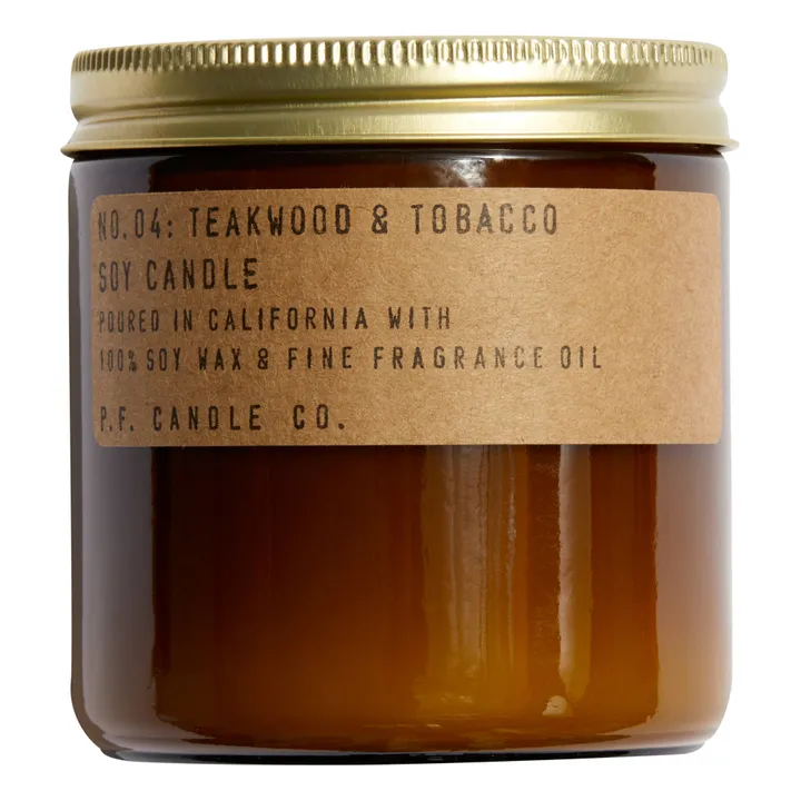 P.F. Candle Co Bougie parfumée de soja n°4 Bois de teck & tabac - 350 g