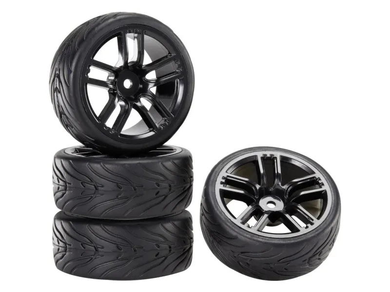 Reely 1:10 Vejmodel Komplette hjul Devil GT Sort 4 stk