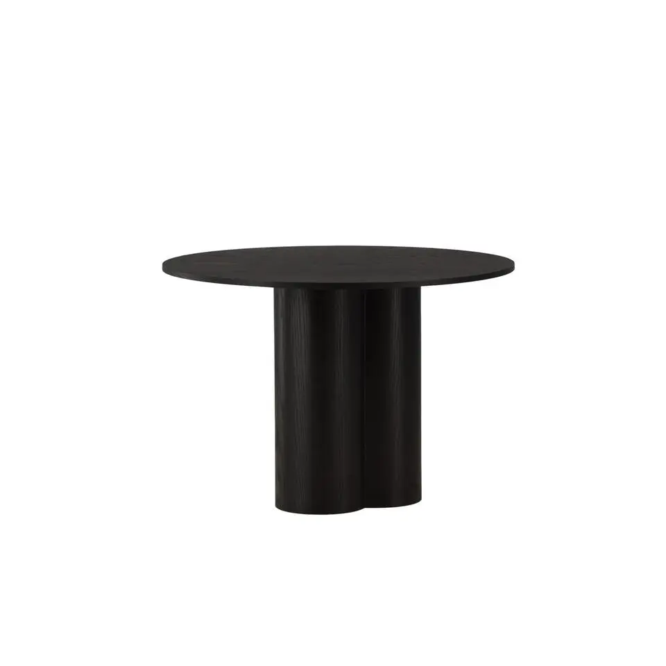 Eettafel Rond Zwart 110cm - Fineer - Scandinavisch - Tafel Olivia