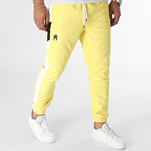 Pantalon Jogging A Bandes Uzi Jaune Blanc