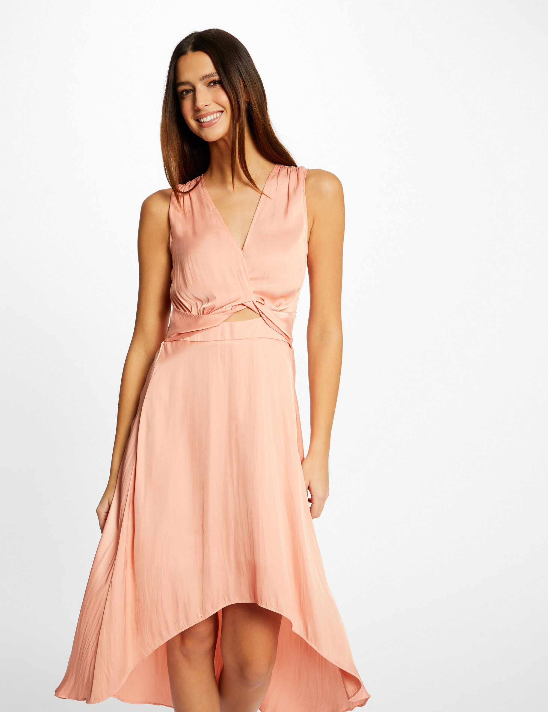 Robe midi trapèze asymétrique rose moyen femme - rose_moyen