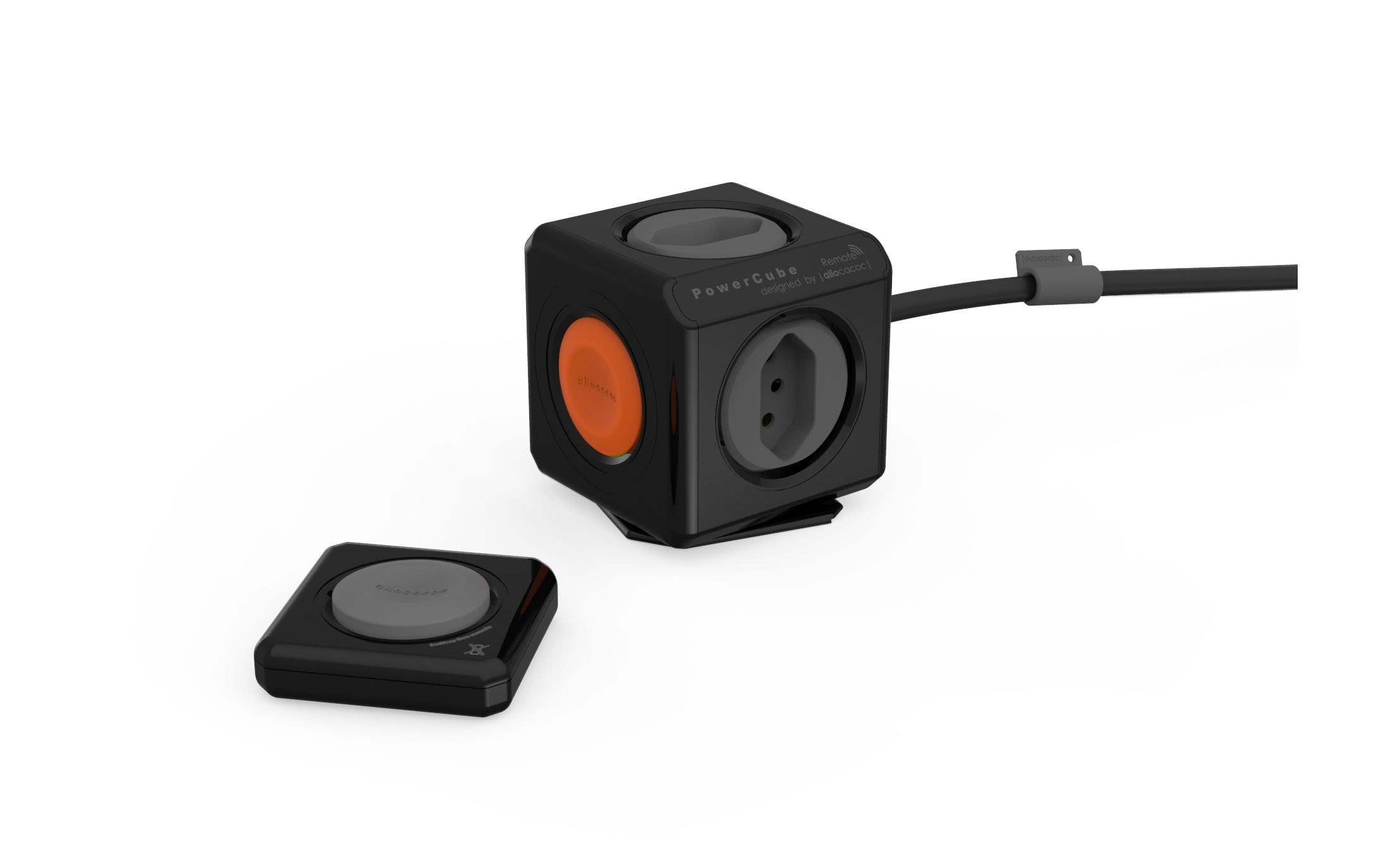 Tischsteckdosenleiste PowerCube Extended remote 4x T13Mehrfachstecker im stylischen Würfel-Design mit Fernbedienung