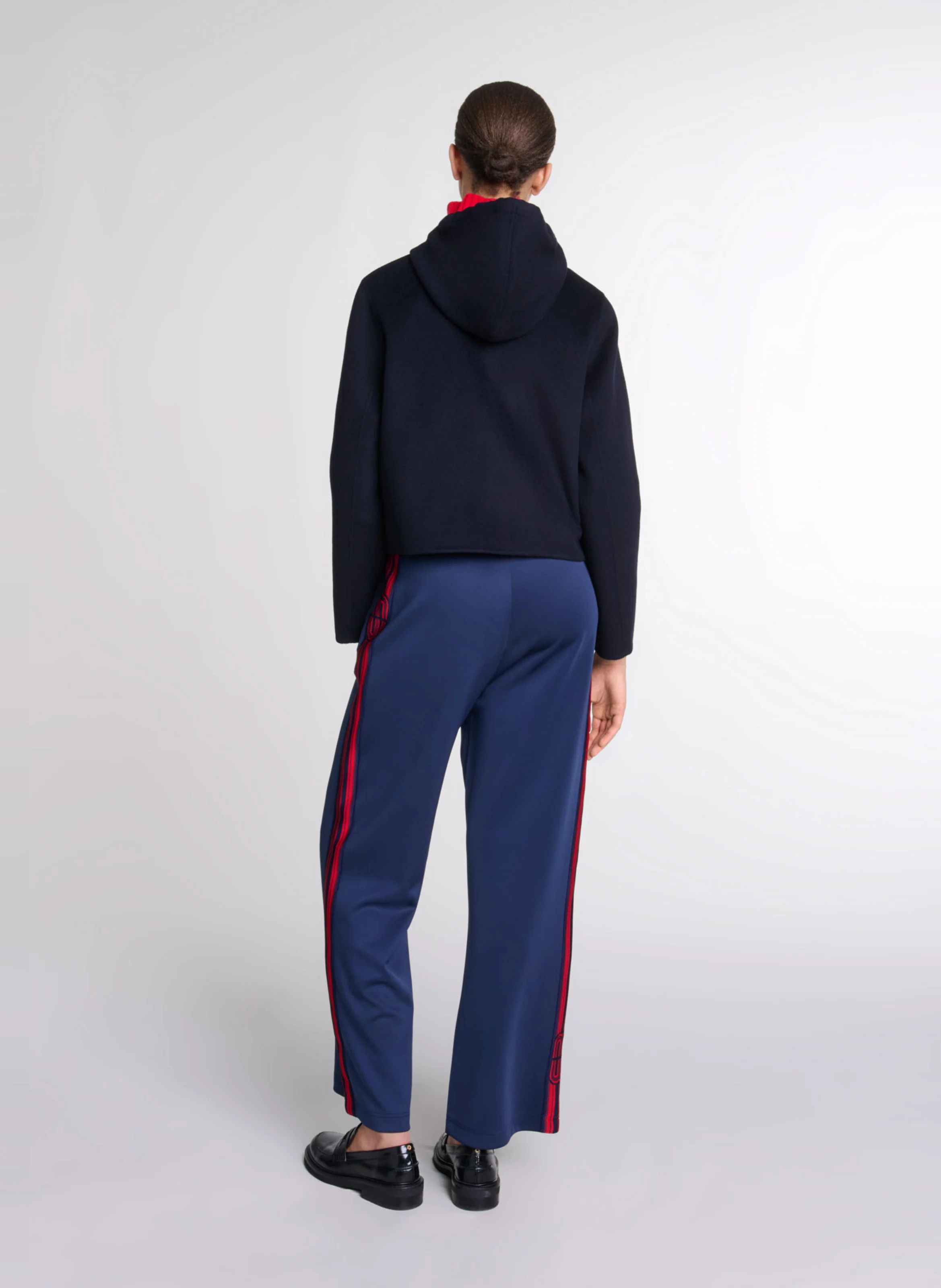 Veste col capuche en laine mélangée | Bleu