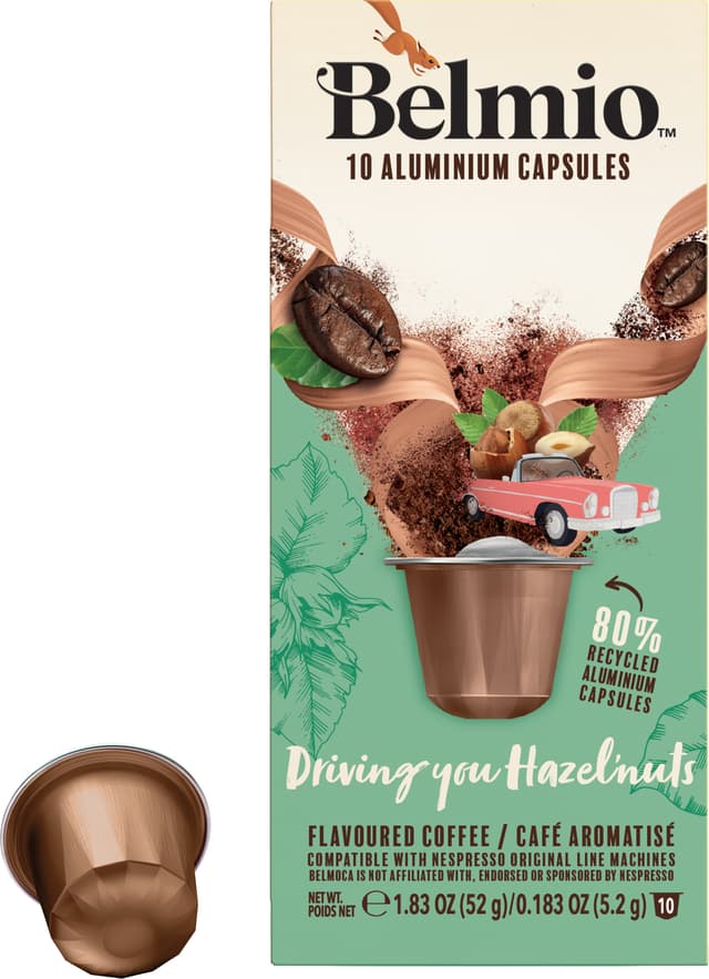 Belmio Driving you Hazelnuts kaffekapsler til Nespresso (10 pakker)