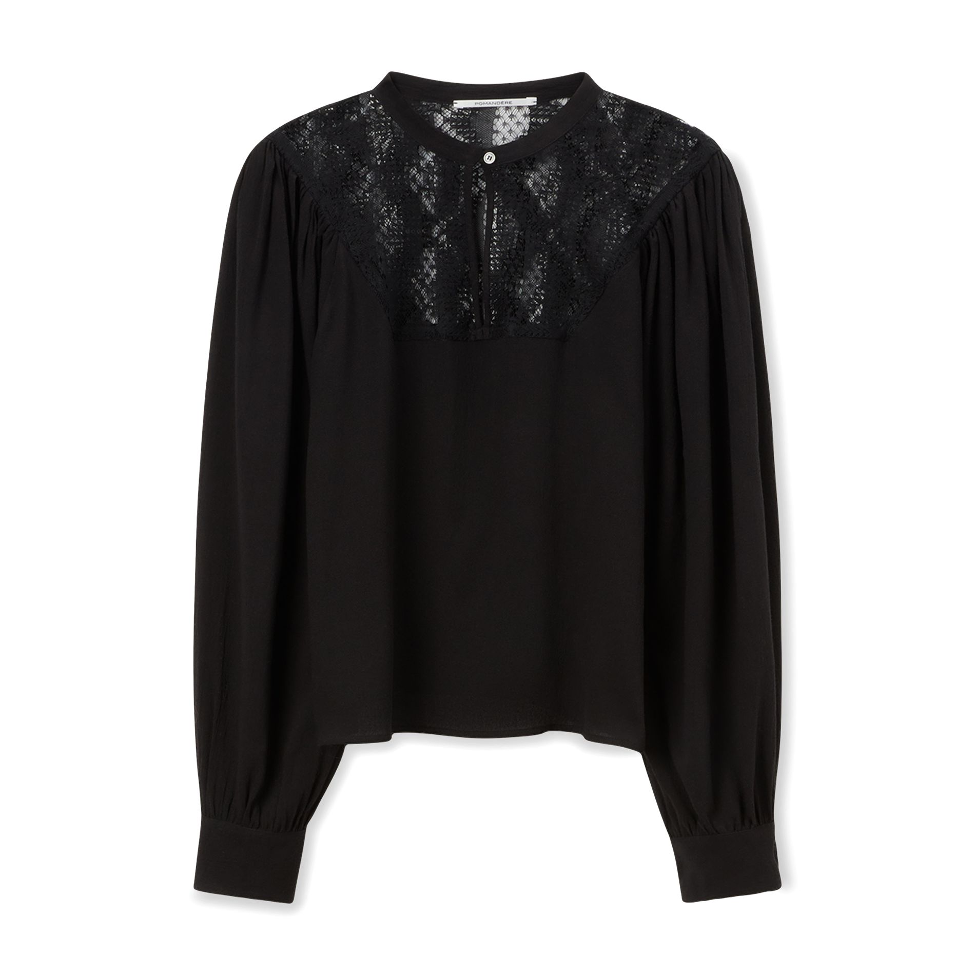 Blouse col rond en dentelle | Noir