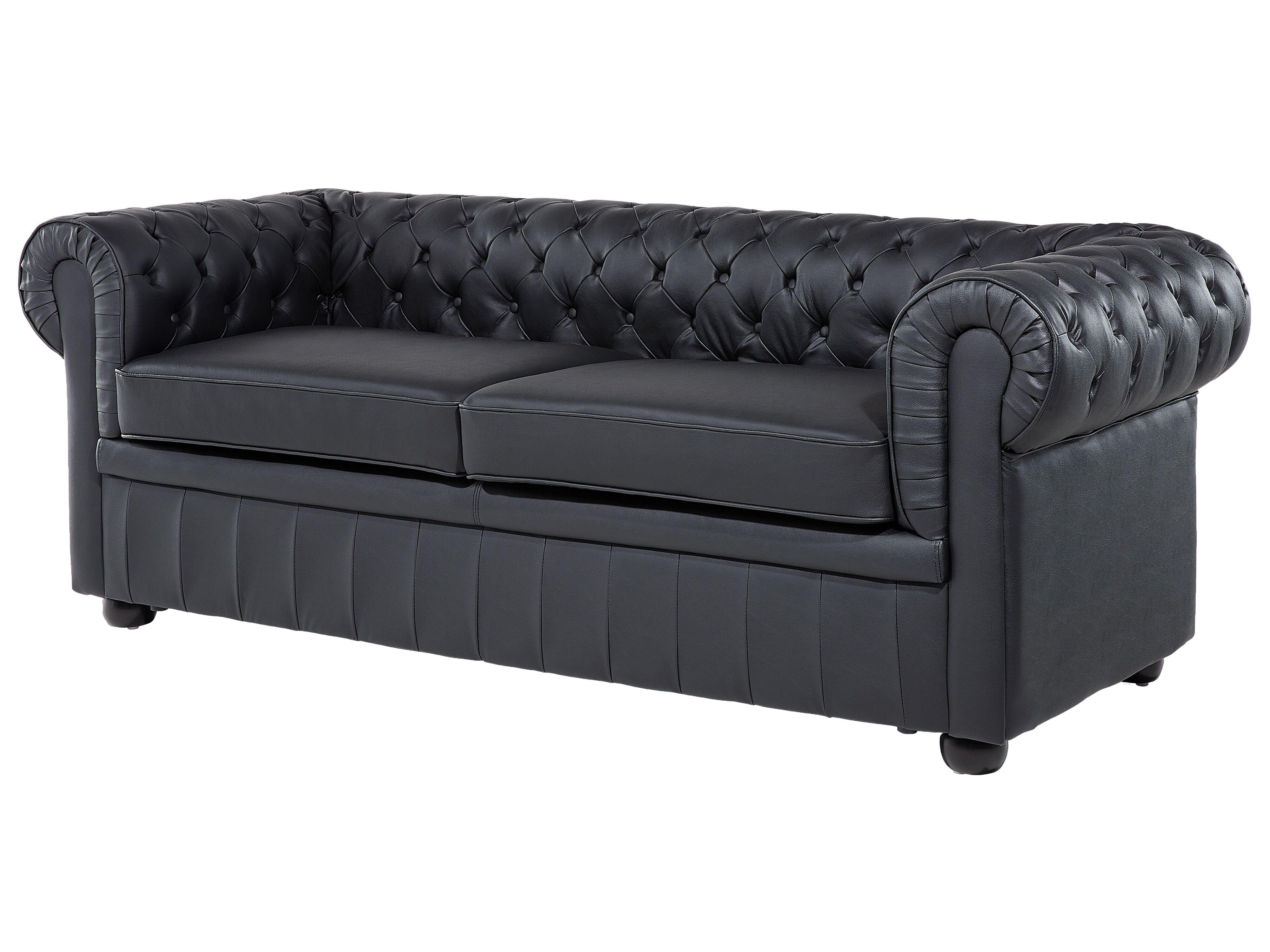 Bankenset 4-zits CHESTERFIELD Leer Zwart