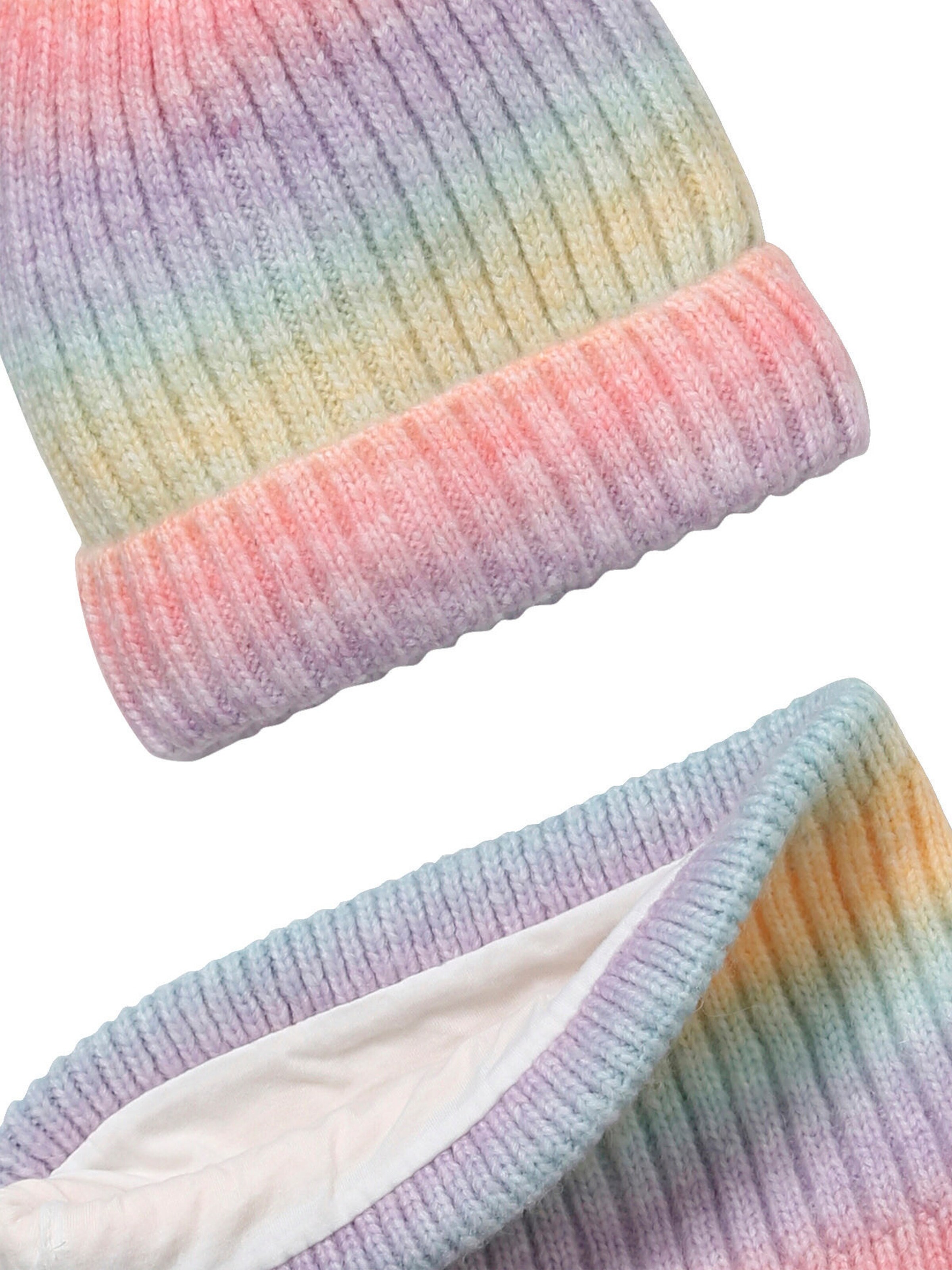 Vertbaudet Mädchen Set: Mütze & Loopschal, Regenbogen mehrfarbig
