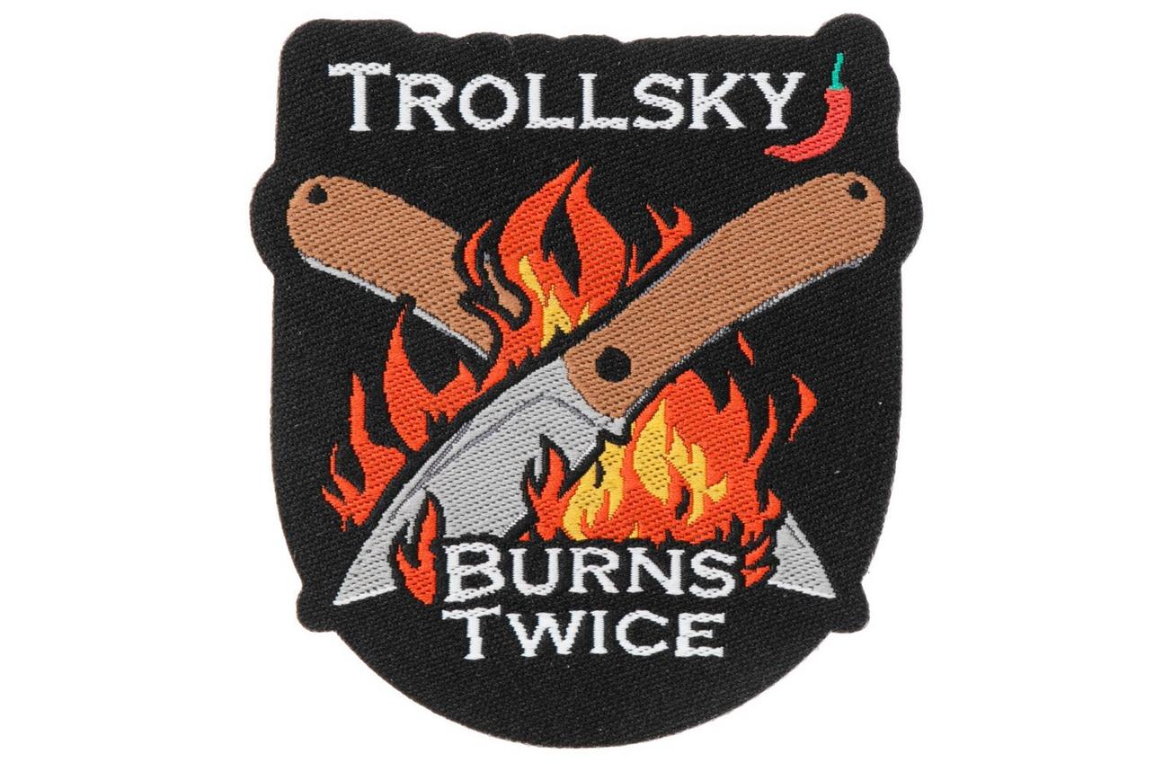 Trollsky Knives Burns Twice Crossed Blades Patch MTA003 patch
