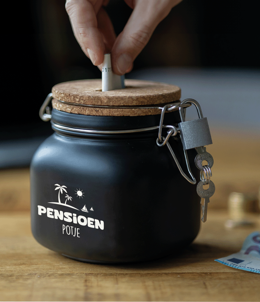 Zwarte Spaarpot Pensioen 12,5cm