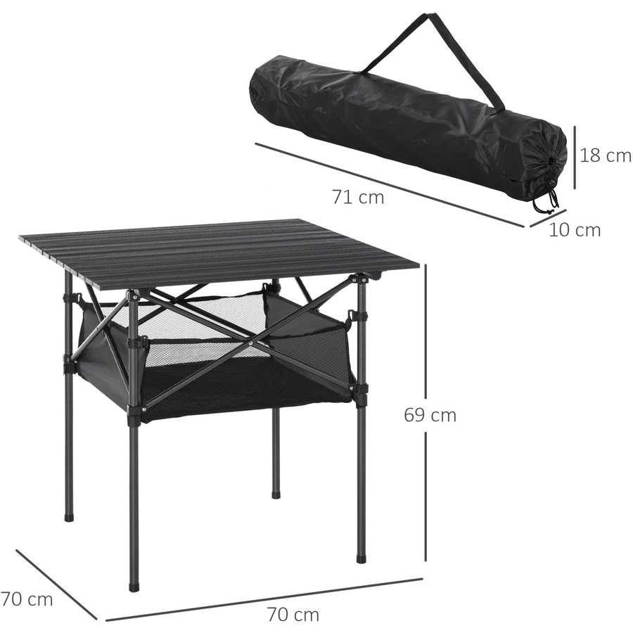 Outsunny Campingtisch mit Aufbewahrungstasche und Netztasche grau