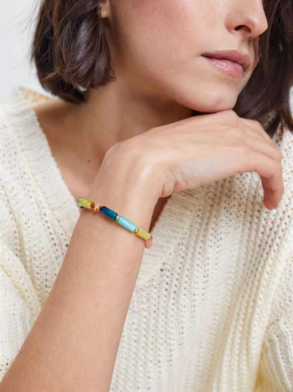 Pulseira elástica com resina - Multicolorida