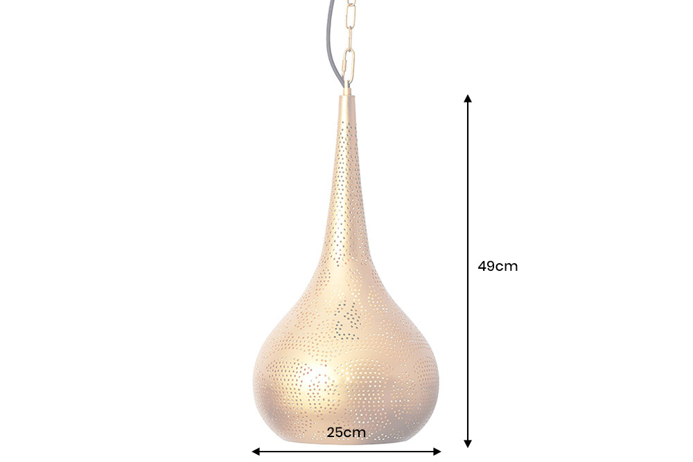 Handgefertigte Hängelampe ORIENT LIVING 50cm gold Eisen Tropfenform