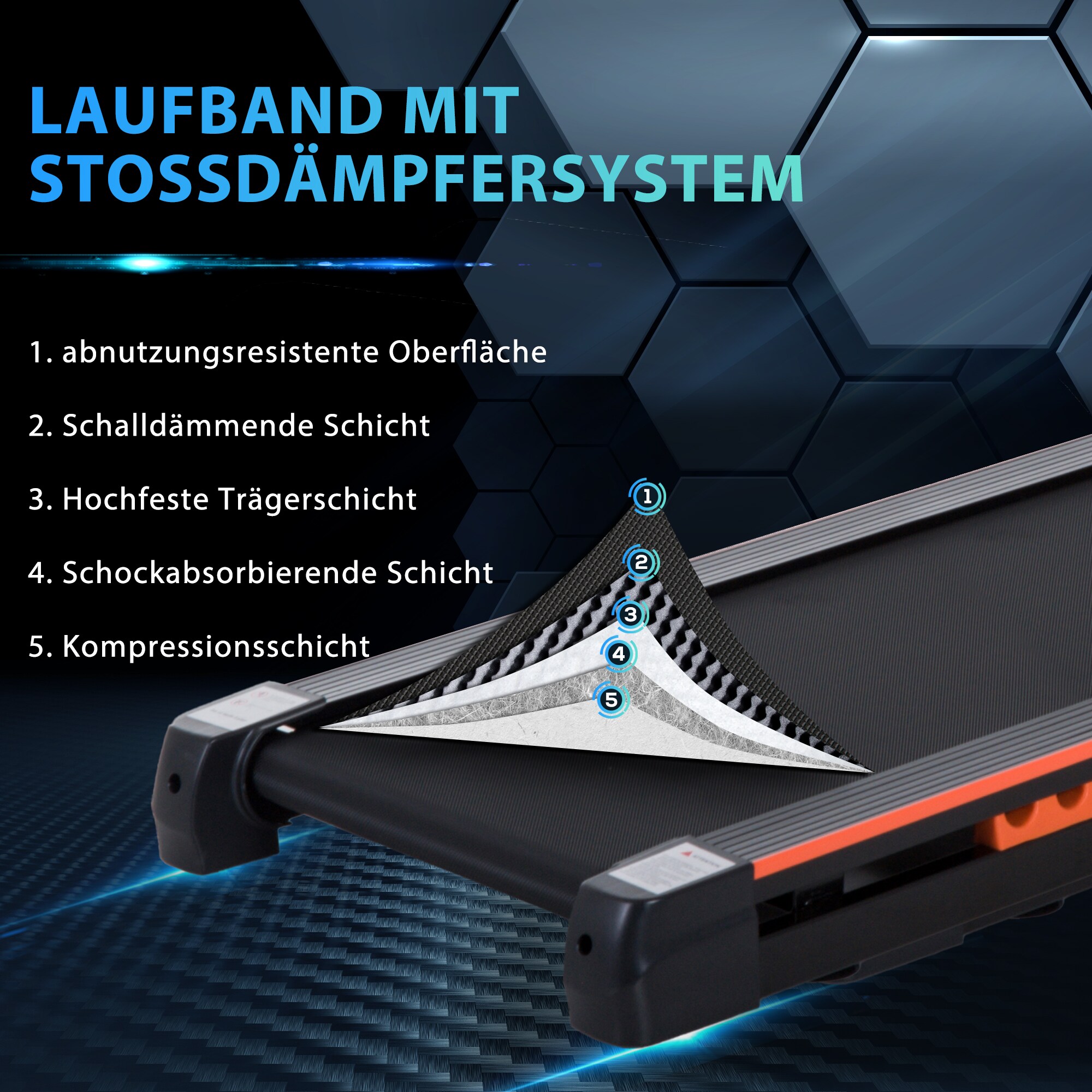 HOMCOM Faltbares Laufband mit LCD Display schwarz 54 x 101 x 105 cm (BxTxH)