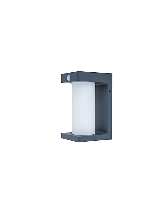 Applique murale solaire à détection Geotube LED intégrée 150lm IP54 GoodHome gris anthracite