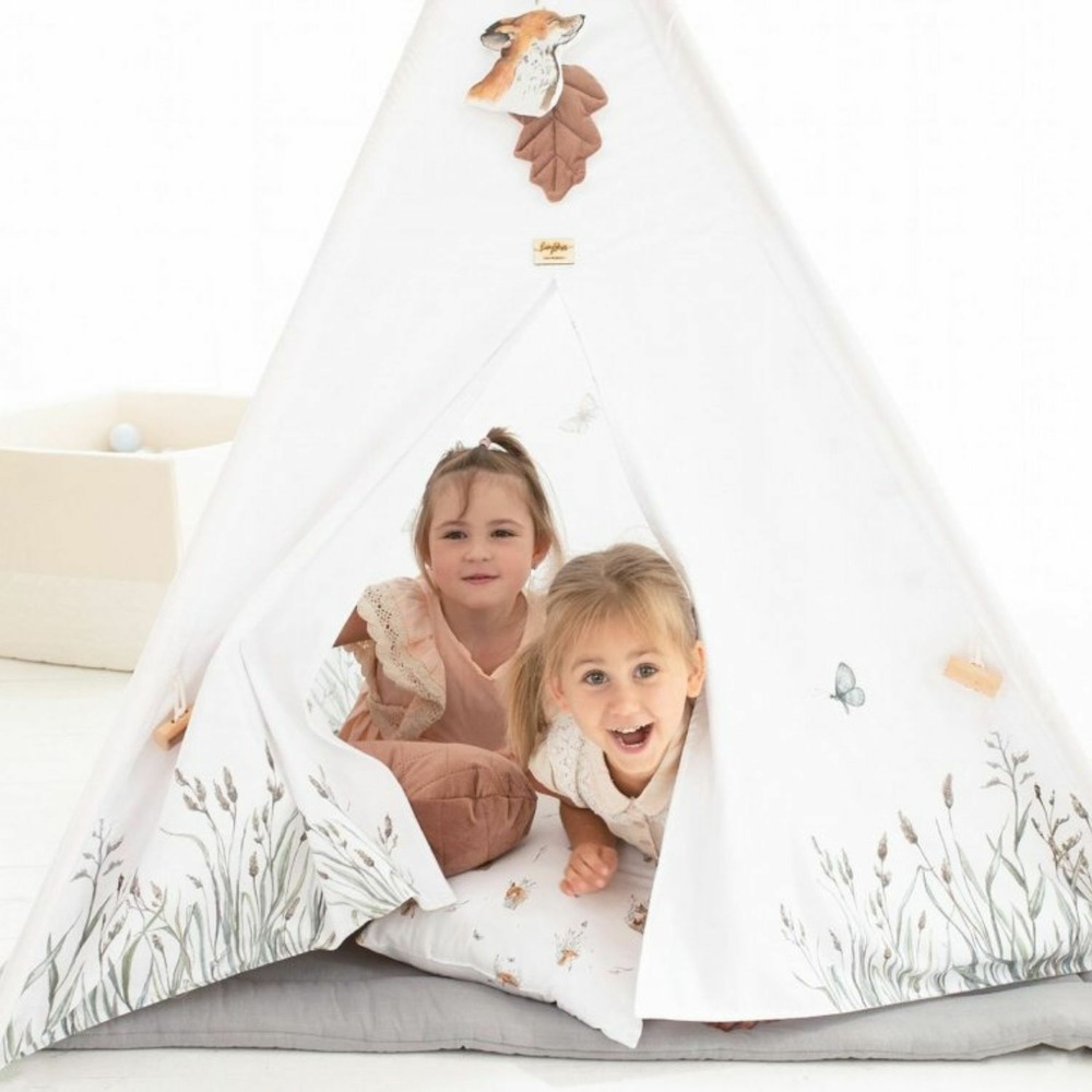 Tipi enfant nature avec coussins