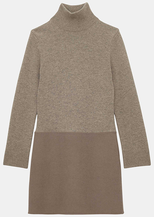 Robe Roussettebeige en laine merinos et alpaga