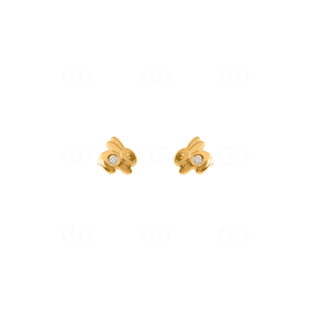 Ohrstecker 750/18 K Gelbgold Hase mit Zirkonia